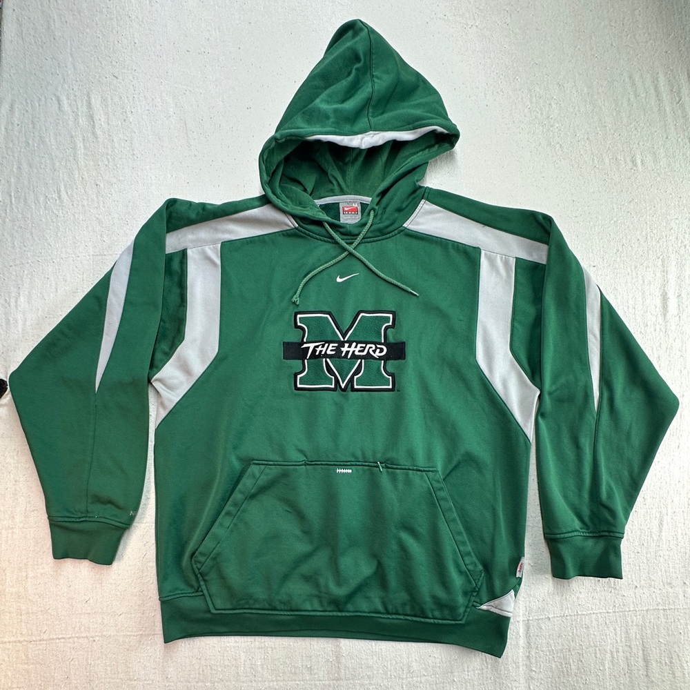 Nike Team Marshall Thundering Herd Hoodie Green Mens Medium NCAA GUC